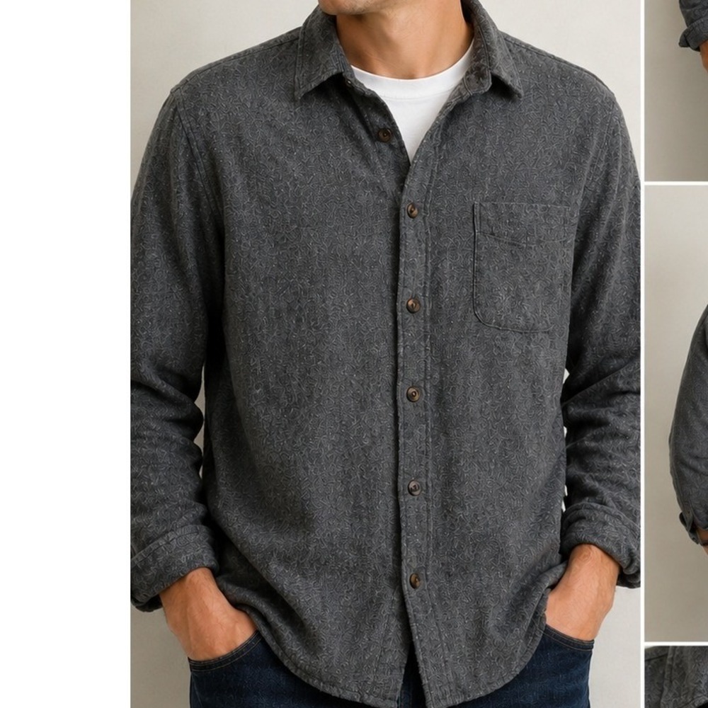 J.Crew Mens Classic Fit Flannel Shirt Charcoal Grey Cotton Button Down L Preppy